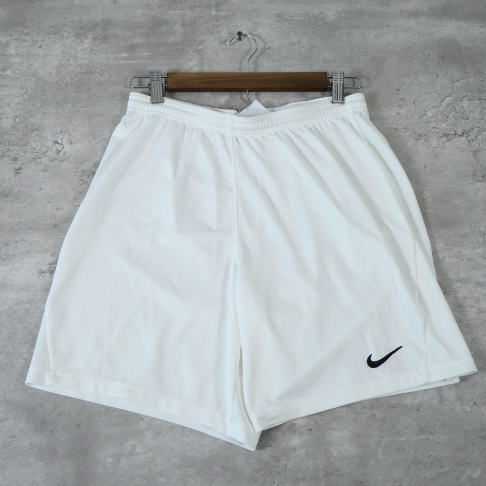 Nike Dri-FIT Athletic Shorts Medium White Swoosh Logo Mens Gym Soccer
